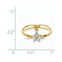 14k жълто злато Real Diamond Star Dangle Ring