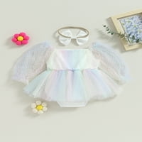 MA & Baby Toddler Baby Girl Princess Long Puff Luse Dots Print Romper Newbory Bodysuit Tulle рокля