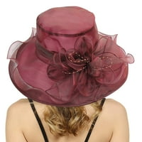 pxiakgy шапки за жени дамски лятна рокля шапка широка листна цветна булчинска шапка шапка слънчеви шапки плажна шапка khaki + един размер