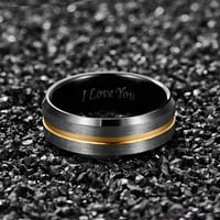 Волфрамов пръстен за мъже жени черно синьо злато розово злато сребърна жлеба сватбени ленти скосени ръбове гравирани