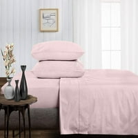 Луксозен комплект лист, брой конци, египетски памук, изключително мек и луксозен комплект за легло 12 дълбок джоб-Кралски Размер - Розово твърдо