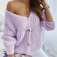 Manxivoo дамски палта дамски зима отворен фронт дълъг ръкав нахален кабел плетен жилетка пуловер палта кардиган за жени лилаво