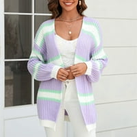 Ketyyh-chn пуловери за жени модерни ежедневни пуловерни върхове плетени кардиган тънки палто с дълъг ръкав лилаво, s