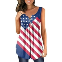 4-ти юли върхове за жени блузи за жени американски флаг тениска рокля бутон надолу ръкави патриотични Потници за жени Плюс размер Дамски върхове патриотични ризи з?