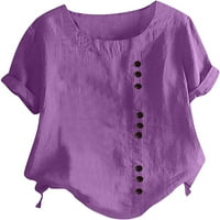 Летни ризи за жени дамски летни Около врата Свободно Време къс ръкав твърди копчета върхове # ново
