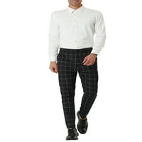 Уникални изгодни Мъжки тънък годни кариран бизнес панталони панталони с джобове