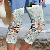 Широк крак панталони за жени дамски модни Палацо панталони за жени дамски летни случайни ластик печатни изрязани панталони