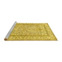 Ahgly Company Machine Pashable Indoor Rectangle Persian Yellow Traditional Area Cugs, 6 '9'