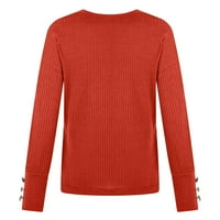 Флолео клирънс Дамски блузи дълъг ръкав ризи Есен клирънс Дамски Поло в-врата плетен Пуловер пуловер дълъг ръкав елегантни ежедневни блузи оранжев
