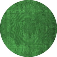 Ahgly Company Indoor Round Oriental Emerald Green Industrial Area Rugs, 5 'Round