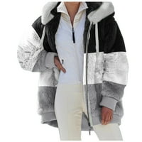Дамско палто Дамски шевове джоб с качулка пуловер суитчър топло изкуствена вълна джобове палто Връхни дрехи палто за жени