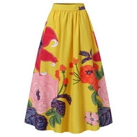 Forestyashe женски рокли ежедневни бохемски флорални принтира пола с висока талия плаж джоб дълъг макси пола рокля