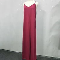 Женски твърд цвят хлабав джоб с дълга пола рокля от рокля суспендер