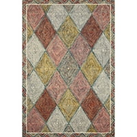 Alexander Home Kaleidoscope Diamond Hand-Hooked Wool Rug Turquoise Fiesta 3'6 5'6 4 '6' вътрешна кухня, хол, спалня аква, тил, сиво