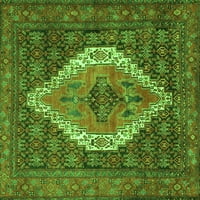 Ahgly Company Indoor Round Medallion Green Traditional Area Rugs, 8 'Round