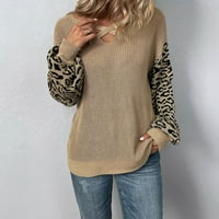 Дамски пуловери v Туника на шията с дълъг ръкав небрежно свободно прилепване на леопардов пуловер пуловерна туника върхове върхове