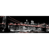Изображения Червен бруклински мост и платно стена арт 46х16