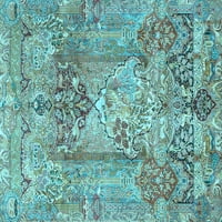 Ahgly Company вътрешен правоъгълник персийски светлосини традиционни килими, 5 '7'