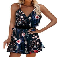Luxplum жени кратка мини рокля v врата лято плаж слънчев разрез флорални рокли за печат еластична талия party style-c 3xl