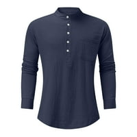 Модни ризи за мъже, дизайнерски пролет през лятото мъжки ежедневни памучни бельо твърди цветни ризи с дълъг ръкав разхлабени ризи с яка