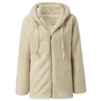 BadyMincsl Модна дамска топло фау палто яке зима зимен цип твърд дълъг ръкав връх