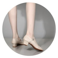 Aayomet летни сандали за жените с твърд цвят катарама с пълна подметка с ниска пета с дебела пета танцови обувки сандали, бели 6.5