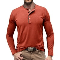 Мъжка блуза клирънс Мъжки Дълъг ръкав мускул основен чист цвят блуза тениска кръг врата Тениски