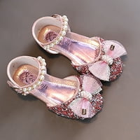 момичета Размер сандали сандали рокля изпълнение танц обувки Пайети перла окото Лък катарама малко дете желе обувки размер Сандал Розово 13.5