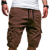 Lulshou мъжки къси панталони Мъжки спорт чист цвят превръзка Небрежно разхлабени суитчъри Дръпчици шорти панталони