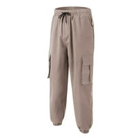 Hanas Mens Fashion Cargo Pants - Небрежен участък Solod Color DrawString Athletic Joggers Sweatpants с джобове