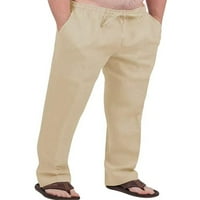 Noilla мъжки панталони панталони с теглене със солиден цвят дълги панталони мъже салонни дъна мъжки еластична талия khaki l