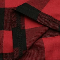 Daqian жилетка за жени плюс размери модни женски карирани отпечатано палто с дълъг ръкав кардиган връхни дрехи върхове за освобождаване за жени червено 12