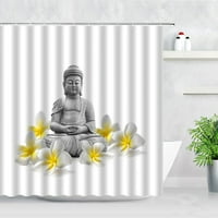 Sonernt Zen Green Bamboo Buddha душ завеса 72x декор за баня комплект с куки