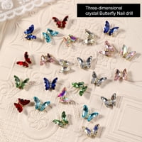 Декор за нокти на ноктите на Ruanlalo, декор за нокти на изкуството, блестящ триизмерен гланц, който не избледнява DIY Fau Crystal Manicure Craft Butterfly Nail Charm Salon Supply