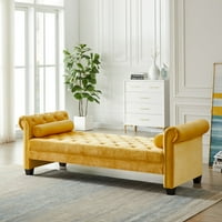 Roller Arm Gold Velvet Tufted Bench ,: 98. lb., Капацитет на теглото: 500