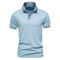 Голф ризи за мъже поло риза мода ежедневен плътно цвят памук v копче за шия с къс ръкав тениска отгоре ежедневна тениска