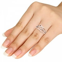 1 10кт диамант 10к Розово злато подредени сърце мода пръстен