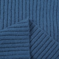 Дамски пуловери за пуловери за жени есен и зимен плътен цвят v Врат балон ръкав плетен пуловер с дълъг ръкав