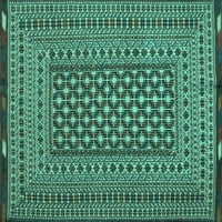 Ahgly Company Machine Wareable Indoor Rectangle Persian Turquoise Blue Traditional Area Rugs, 2 '5'