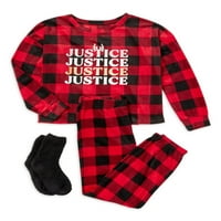 Правосъдие Момичета Празник руно 2-парче пижама комплект с чорап, размери 5-18