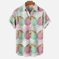 Мъжки сладки великденски ризи за печат на яйца ваканционни тениски v шия къси ръкави върхове редовно прилепнали тениски ежедневни свободни тийнейдж