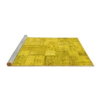 Ahgly Company Machine Pashable Indoor Square Packwork Жълта преходна площ килими, 7 'квадрат