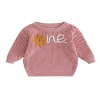 Arvbitana бебе момичета есен пуловер с дълъг ръкав цветна буква модел плетен суитчър за бебета топли трикотажни дрехи ежедневни дрехи