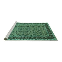 Ahgly Company Machine Wareable Indoor Rectangle Oriental Turquoise Blue Traditional Area Rugs, 8 '12'