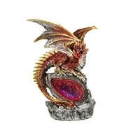 Sprifallbaby Light Up Dragon Statue, Fantasy Dragon Figurine on Sparkling Fau Crystal Ball for Home Décor