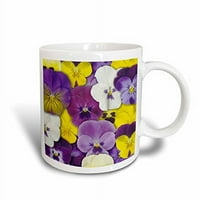 3Drose Разкошни цветя виола в лилаво бяло и жълто - керамична чаша, 15 -унция