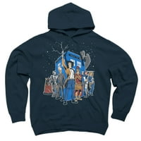 Капитаните на Уониверс Тъмносин Графичен пуловер качулка - дизайн от хора л