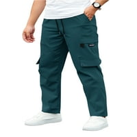 Мъжки от предни разходи от дъното еластична талия панталони товарни панталони за джобни панталони йога небрежно теглене зелено l