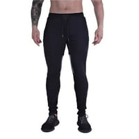 Мъжете кльощави суитчъни прилягат на спортни панталони дъна тънък фитнес тренировка джоги панталони черни xxl