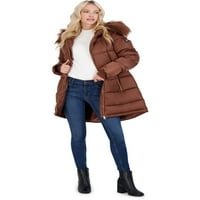 Джесика Симпсън пухкаво палто за жени-ватирано зимно палто в Фау Кожена качулка